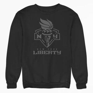 NEW York Liberty Tonal Big Logo Long Sleeve Fleece Crew Sweatshirt BLACKOUT